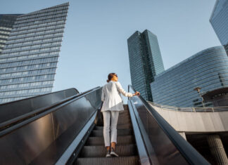 Business woman at the business center outdoors