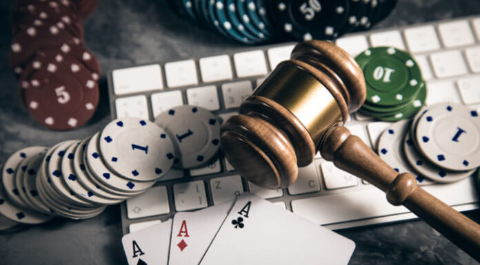 Poker game and judge on keyboard