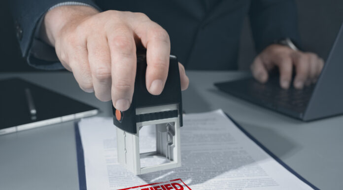 Certified stamp on document