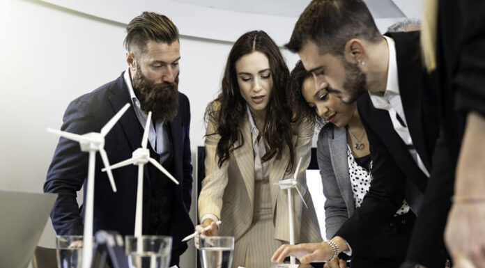 business people working together on sustainable innovation project