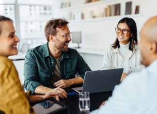 Diverse business people having a team meeting in an office