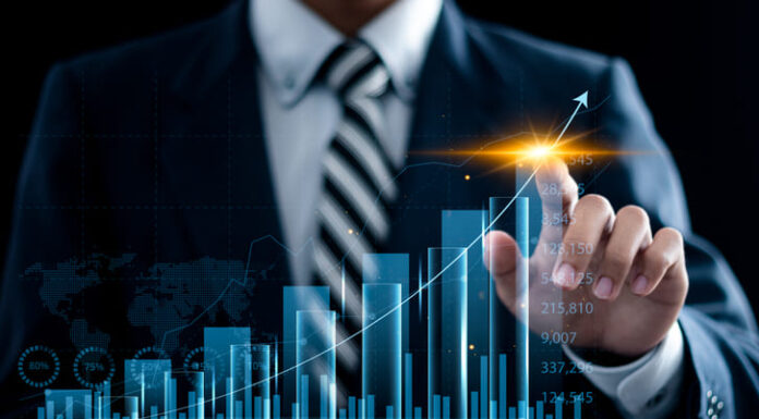 Founder and CEO of AK Consulting Speaks About Key Principles to Grow Business Businessman touching analyzing economic growth, business growth and strategy.