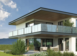 Modern Building with balcony power plant