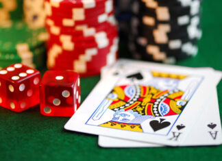 Cards and dice for gambling
