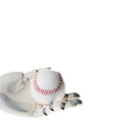 The Role of Artificial Intelligence in Baseball Strategy Robot hand holding white baseball ball isolated on white