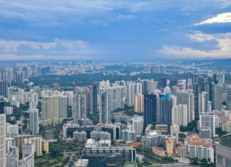Aerial View of City Buildings in Singapore