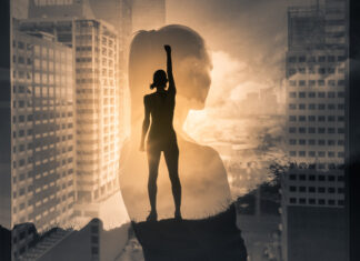 From Self-Doubt to Success: Conquering Imposter Syndrome to Thrive in Business and Career Silhouette of super strong successful businesswoman