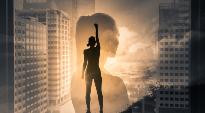 From Self-Doubt to Success: Conquering Imposter Syndrome to Thrive in Business and Career Silhouette of super strong successful businesswoman