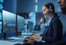 Before Outsourcing IT to MSPs, How will You Determine what to Expect? Technical Customer Support Specialist Having a Headset Call while Working on a Computer