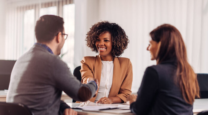 Business people shaking hands after meeting