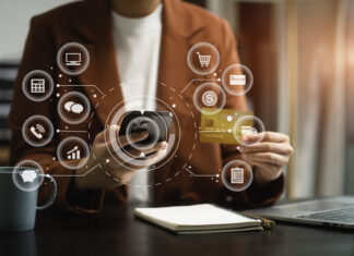 Transform Your Business with the Best Payment Solution Closeup women holding hand credit card. Businessman use smartphone online payments shopping in the morning.