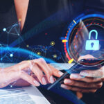 GlobalCIM.com Enhances Security with KYC and AML Protocols Businesswoman using smartphone, data protection and confidential information