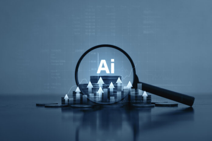 AI Finance, growing business concept related to finance Improvements increase profits moving forward. Financial market success goals With AI technology AI Finance, growing business