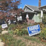 Banner of Trump and Harris