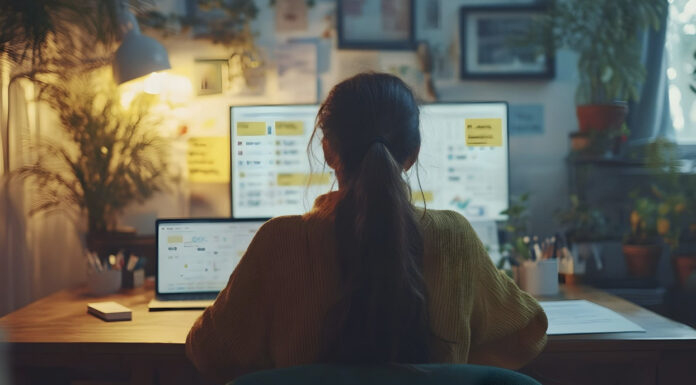 Social Media Content Calendar Review with Marketing Team in Workspace