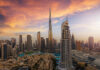 The Future of Business in the Middle East Panoramic sunrise view of the downtown district skyline of Dubai