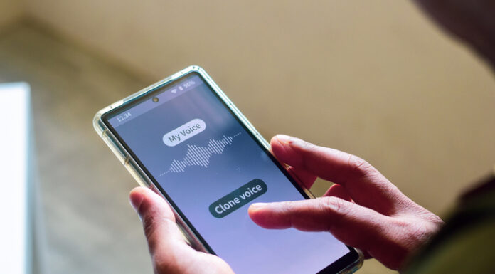 Man using mobile applications for cloning his voice