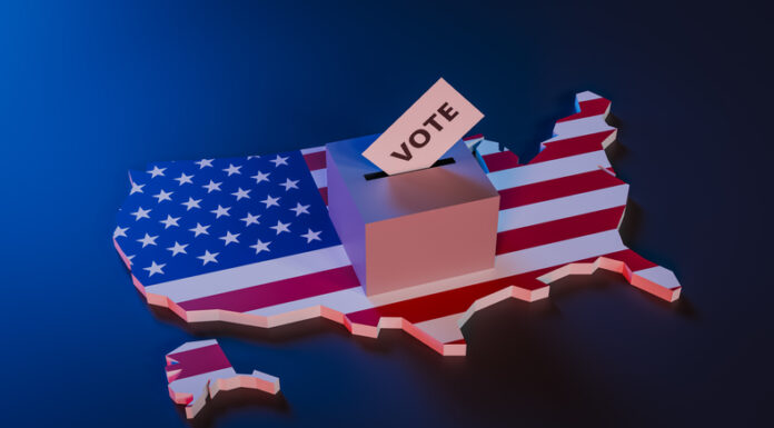 ballot box on a map of the United States