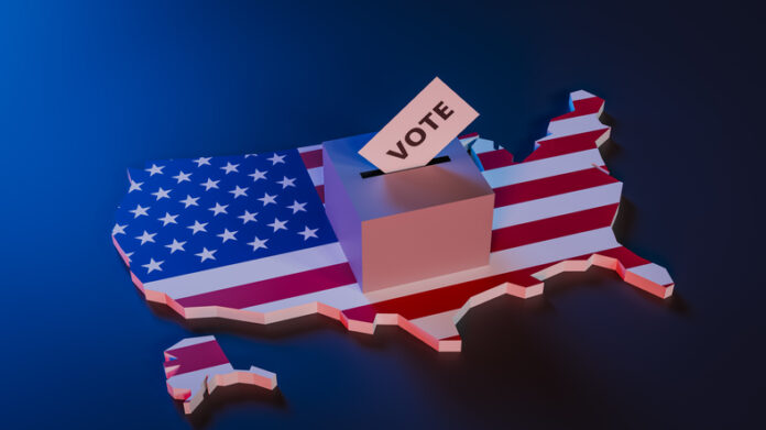 ballot box on a map of the United States