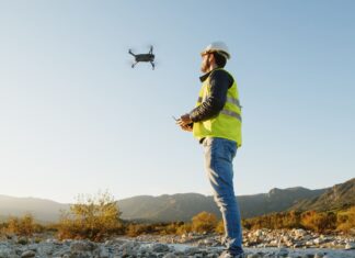 Man flying drone
