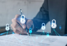 The Al Fayed Allegations – Is Further Regulation of Workplace NDAs Necessary? Businessman in suit signs contract. Double exposure with lock icon hologram.