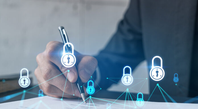 The Al Fayed Allegations – Is Further Regulation of Workplace NDAs Necessary? Businessman in suit signs contract. Double exposure with lock icon hologram.