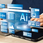 Businessman use artificial intelligence AI technology for enhanced work efficiency data analysis and efficient tools