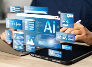 Businessman use artificial intelligence AI technology for enhanced work efficiency data analysis and efficient tools