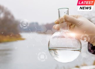 Testing the water of a reservoir for the content of microbes