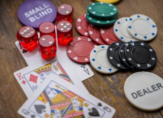 poker chips, dice for gambling