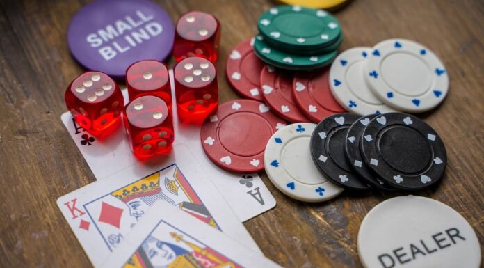 poker chips, dice for gambling