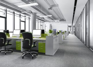 green business meeting and working room on office building