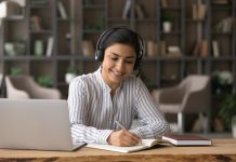 How Education Enables Success in Remote Careers: Tips for Professionals Happy beautiful Indian woman studying on online courses