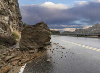Rainy Road Rockslide