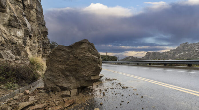 Rainy Road Rockslide