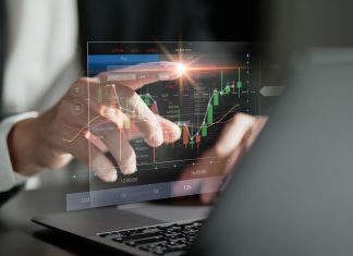 Online stock trading platform with candlestick charts