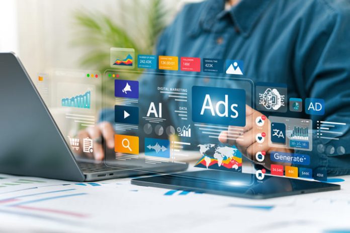 Online Advertising concept of digital marketing, ad, product ads, promotion of products or services through digital tools