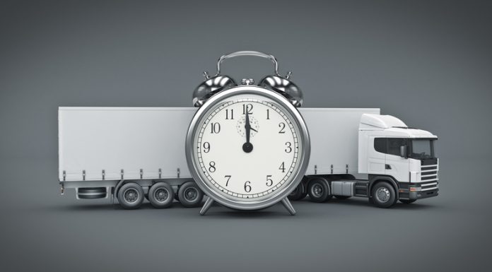 What is Lead Time in Truck Shipping? White truck with clock for delivery