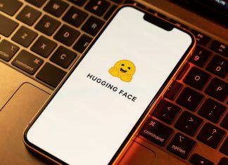 Hugging face logo on phone screen