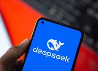 Deepseek Ai logo is displayed on smartphone.