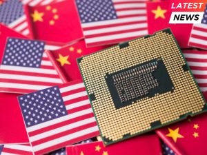 Chinese and USA flag background