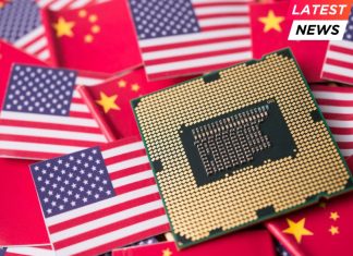 Trump, Nvidia CEO Discuss AI and Export Restrictions Amid China’s Rise Chinese and USA flag background