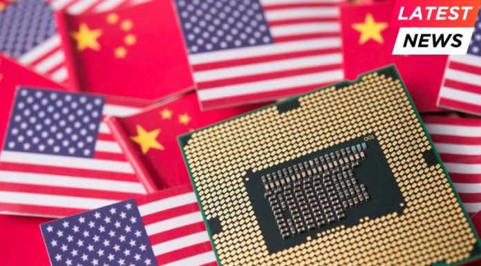 Trump, Nvidia CEO Discuss AI and Export Restrictions Amid China’s Rise Chinese and USA flag background