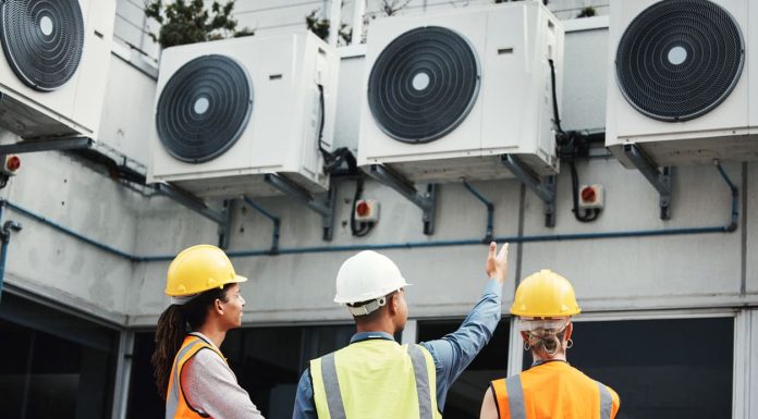 HVAC technician working on a unit