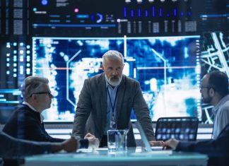 The Role of a Fractional CTO in Digital Transformation and Tech Strategy Senior Chief Financial Officer Holding a Meeting with a Group of Fintech Investors/ Digital Transformation