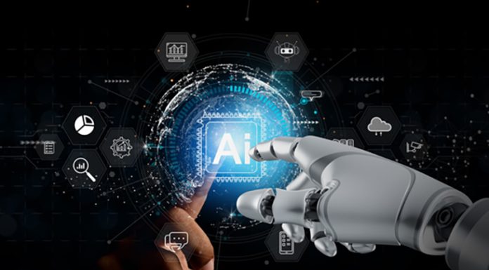 Chat with AI or Artificial Intelligence. Young businessman chatting with a smart AI or artificial intelligence using an artificial intelligence chatbot developed by OpenAI.