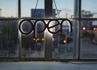 Open sign in window