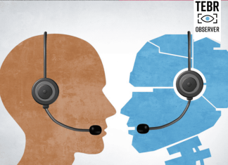 AI Chatbot And Human Customer service as a traditional and Robot or Robotic Automation Replacing Humans as employees being replaced by Artificial intelligence.
