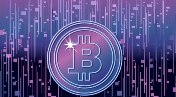 Digital Bitcoin crypto with Futuristic Background