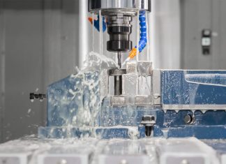 High precision CNC machining center working